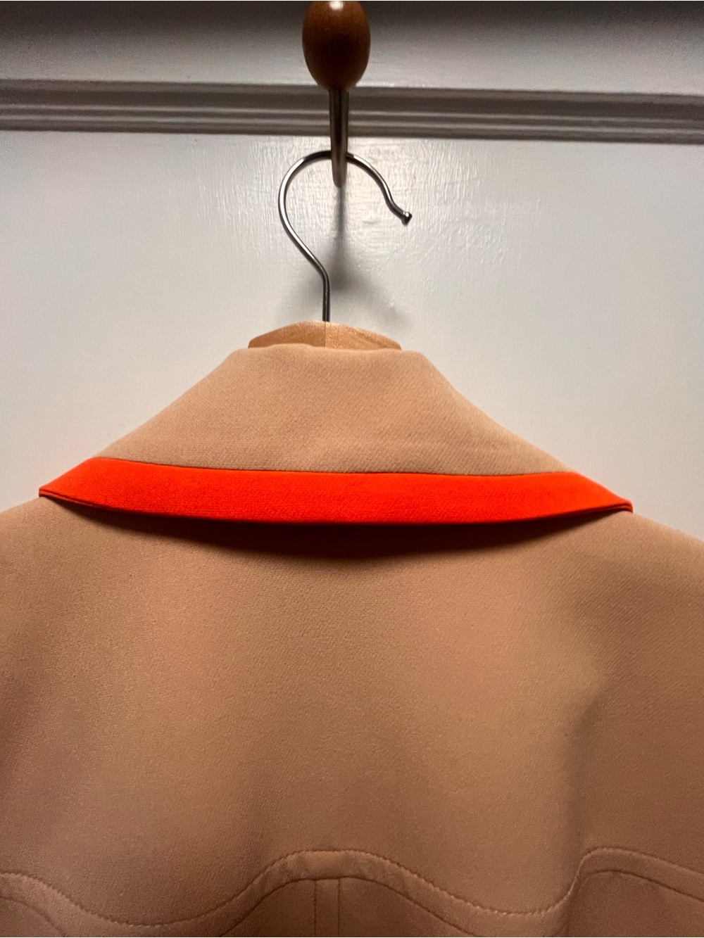 Bar III Beige Trench Coat with Orange Trim - Picture 7 of 7